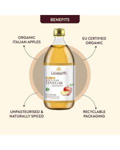Organic Apple Cider Vinegar with Mother 500ml / Raw, Unfiltered, Unpasteurised / Made from Organic Italian Apples / Gut-Friendly & Detox Support