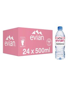 Evian Natural Mineral Drinking Water Bottles 24x500ml