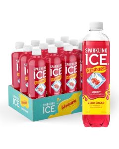 Sparkling Ice STARBURST Cherry Zero Sugar Flavored Sparkling Water with Vitamins and Antioxidants Low Calorie Beverage 17 fl oz Bottles Pack of 12