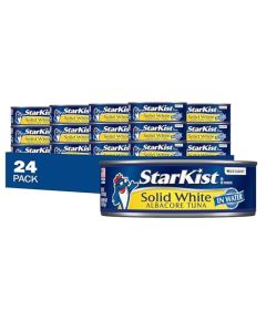 StarKist Solid White Albacore Tuna in Water 5 oz 24 Pack Canned Tuna Fish Wild Caught Gluten Free Ready to Eat Perfect for Salads Keto Meals and Snacks 26g Protein 110 Calories Per Serving