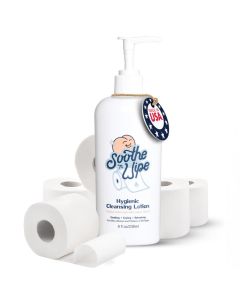 SOOTHE N WIPE Hygienic Cleansing Lotion Toilet Sanitizer Paper Moisturizer with Aloe Mineral Oil Flushable Wipe Alternative Cleaning Lotion Septic Safe Personal Bathroom Hygiene Pump 8 Oz