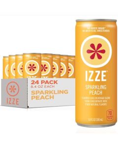 IZZE Sparkling Juice Beverage Blend Peach No Sugar Added 84 FL OZ 24 Cans