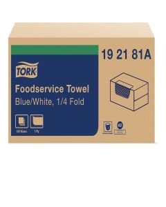 Tork Foodservice Cleaning Towel Blue/White Self Dispensing, 1/4 Folded, 1 x 240 Cloths, 192181A