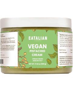 EATALIAN by AMZ BETTER Vegan Pistachio Cream, 17.63 oz/ 500 gr, Delicious vegan spread with a uniquely sweet taste, Ideal on bread, Perfect with ice cream, Excellent for Dubai Chocolate, Made in Italy