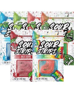 Sour Strips Sour Candy Belts Variety Pack - 6 Resealable Bags of 3.4 Ounce Each