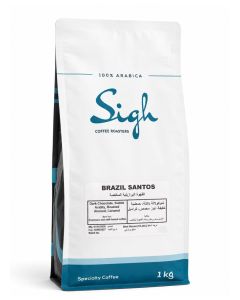 Sigh Coffee Brazil Santos Specialty Roasted Coffee / Single Origin / 100% Arabica / Medium Roast / Best For Espresso and Milk Based / 1 KG