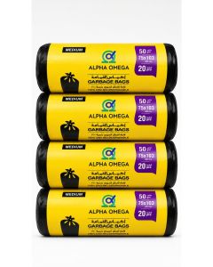 Alpha Omega 50 Gallon Heavy Duty Garbage Bags, 80 Trash Bags, Pack of 4