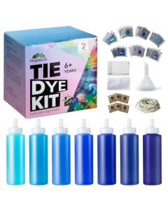 Tie Dye Kit 7 Blue Shades Tie Dye Kits for Kids Adults 21 Powder Packs 7 Bottles Gloves Aprons Tablecloth Funnel Fabric Dye Permanent Clothing Dye for DIY Craft Party Large Groups
