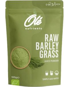 Olé Nutrients Raw Barley Grass Juice Powder, 100g, Vegan, Gluten-Free, Rich in Chlorophyll, Supports Detox and Immunity