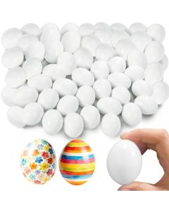 60 Pack Easter Plastic EggsWhite Fake Easter EggArtificial Chicken Egg for DIY CraftsPaintingEaster PartyHome DecorNest