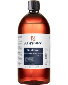 Naissance Organic Sunflower Oil No 253 900ml Certified Organic and Vegan Hydrating and Moisturising Oil for Skin Massage Cosmetics