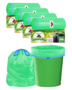 Shalimar 120 Pcs - 8 Gallon Drawstring Garbage Bag – Leak-Proof Dustbin/Trash/Waste Bags – 48 x 56 cm – Fits 5 to 10 Gallon Bins – Green