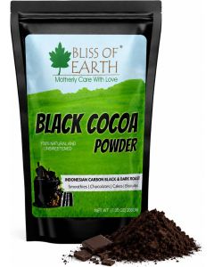 Bliss of Earth Black Cocoa Powder Natural and Unsweetened Carbon Black & Dark Roast Perfect for Cooking & Baking Cakes Biscuits Oreo Chocolates Smoothies 200g