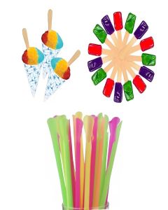 Perfect Stix Snow Cone Cup Kit with Candy Spoonz, 50 Cups, 50 Straws, and 60 Candy Spoons