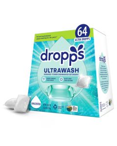 Dropps UltraWash Dishwasher Pods Unscented 64 Count Biobased Power Deep Clean Dishwasher Detergent Tablets for Sparkling Shiny Dishes No Rinse Aid or PreWash Needed Dishwashing Pods