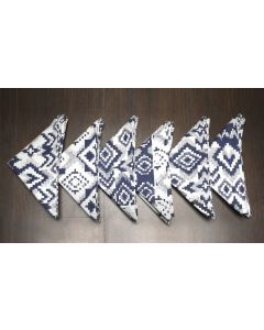 Dekor World Ikat Printed Blue Napkin Set (Pack of 6)