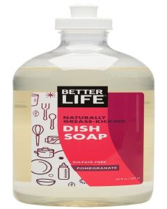 Better Life Sulfate Free Dish Soap, Tough on Grease & Gentle on Hands, Pomegranate, 22 Ounces