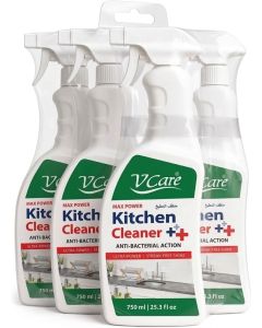 V Care Kitchen Cleaner Trigger Spray Powerful, Anti Bacterial And Safe Solution For Sparkling Clean Surfaces In Your Kitchen 750Ml (Pack Of 4)