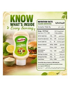 Lemon Mayonnaise 315ml Squeezy Bottle - Creamy Mayo Sandwich Spread for Burgers, Sandwiches, Wraps and Snacks - Dip and Dressing