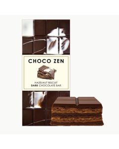 Choco Zen Premium Dubai Dark Chocolate Bar (Hazelnut Biscuit Dark Chocolate, 120g) – Luxury Dessert, Gourmet, Rich With Premium Flavors