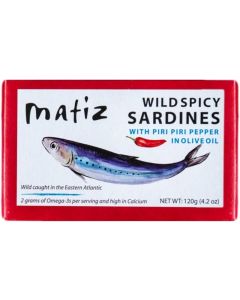 Matiz Wild Spicy Sardines with Piri Piri Pepper in Olive Oil, 4.2 oz (Pack of 12)