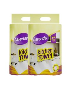 LAVENDER Kitchen Towel 4 Roll X 60 Pulls Pack / Super Absorbent Virgin Fibre Paper Towels / Soft Strong Multi-Purpose Kitchen Tissue Rolls / Daily Cleaning Cooking Drying / Hygienic Disposable Wipes