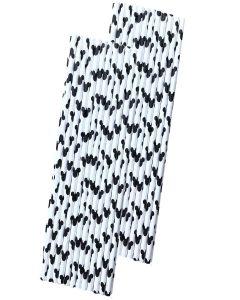 Mickey Mouse Ear Inspired Paper Straws - Black White - 50 Pack - Outside The Box Papers Brand