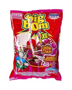 Big Boom XL Double Bubblegum Lollipop With Fresa Strawberry Flavor 16gms- 48pcs