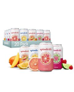 Spindrift Sparkling Water 4 Flavor Variety Pack Made with Real Squeezed Fruit 12 Fl Oz Pack of 20