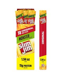 Slim Jim Monster Smoked Meat Sticks Original Flavor High Protein Fathers Day Snack Gift for Dad 194 oz 18 Count