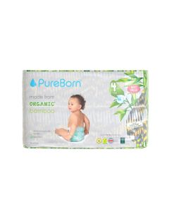 Organic Bamboo Tape Style Diapers Leopard Print Size 4 7-12kg With Wetness Indicator