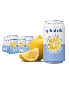 Spindrift Sparkling Water Lemon Flavored Made with Real Squeezed Fruit 12 Fl Oz Cans Pack of 24 Only 3 Calories per Can