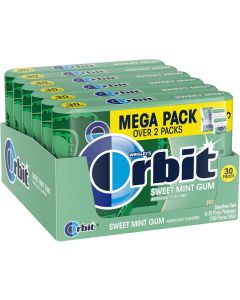 Wrigley's Orbit Sweet Mint Sugar Free Chewing Gum Mega Pack - 6 Packs of 30 Pieces Each