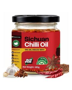 ASF Sichuan Chilli Oil / / No Palm Oil, 180g / Fresh Ingredients / Spicy Chilli Oil for Dumplings, Noodles & Fried Rice / 100% Vegan / No Preservatives / Conceptualized in UAE / No added MSG