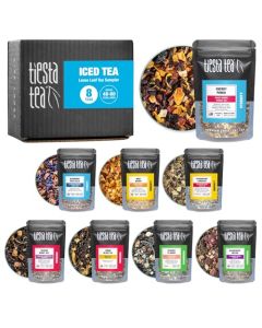 Tiesta Tea Iced Tea Sampler Dry Flight Set Loose Leaf High to No Caffeine Makes Cold Brew Iced Drink Assorted Brew Sets with Herbal Black Fruit Blends More 8 Resealable Sample Pouches