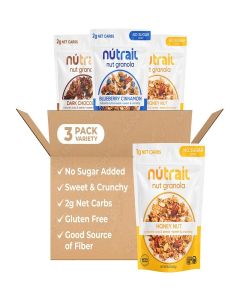 NuTrail Nut Granola Cereal, Variety Pack, No Sugar Added, Keto, Low Carb, Gluten Free, Grain Free, Healthy Breakfast 8 oz. 3 Count