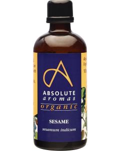 Absolute Aromas Organic Sesame Oil 100ml in a Glass Bottle Pure Natural ColdPressed Vegan and Cruelty Free