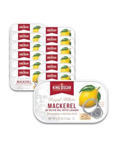 King Oscar Mackerel in Olive Oil with Lemon 405 Ounce Cans Pack of 12 Skinless Boneless Wild Caught Canned Mackerel Packaging May Vary