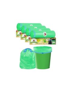 Shalimar Premium OXO Biodegradable Drawstring Garbage Bag, 60 Bags, 60x81cm, Green, Heavy Duty Leak Proof Lavender Scented Trash Bags for Home and Office Use