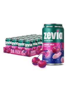 Zevia Zero Sugar Soda Cherry Cola 12 oz Cans 24Pack Naturally Sweetened NonGMO Project Verified GlutenFree Vegan