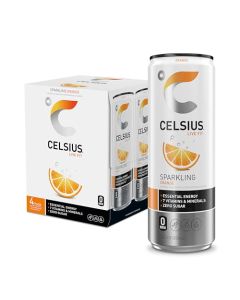 CELSIUS Sparkling Orange Sugar Free Energy Drink 12 Fl Oz Pack of 4