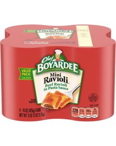 Chef Boyardee Mini Beef Ravioli in Tomato & Meat Sauce - Value Pack of 4 Cans