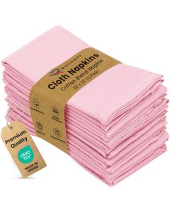 Ruvanti Cloth Napkins Set of 12 18x18 Inches Napkins Cloth Washable Soft Durable Absorbent Cotton Blend Table Dinner Napkins Cloth for Hotel Christmas Dinner Parties Pink