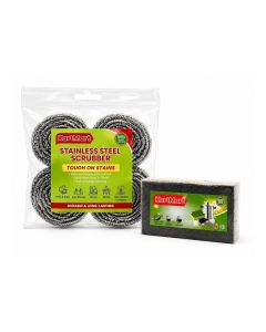 KartMart Kitchen Cleaning Combo, 4 Stainless Steel Scrubbers + 3 Heavy Duty Cleaning Sponges, Kitchen Scrubbers for Pots, Pans, Gas Stoves & Sinks, Removes Grease & Burnt Food