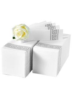 LITOPAK 100 Pack Paper Hand Towels for Bathroom Guest Towels Disposable and Paper Napkins Disposable for the Bathroom Kitchen Wedding Party and DinnerSilver