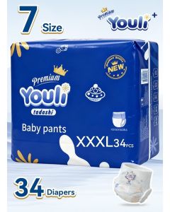 Baby Diapers,Pants Diapers Size 7,17+ Kg,360° Leak-Free Fit For Up To 100% Leakage Protection, Ultimate Comfort Rash Protection Mega Pack 34 Diapers