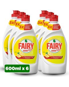 Fairy Max Plus Lemon Dishwashing Liquid with Bleach Alternative Power, 6x600ml