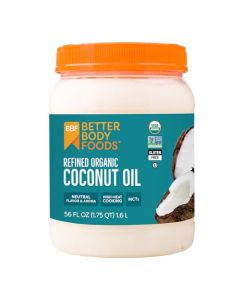 BetterBody Foods Organic Refined Coconut Oil 56 Fl Oz All Purpose Oil for Cooking Baking Hair and Skin Care