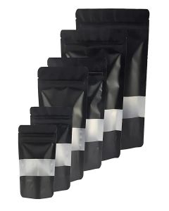 VELEXE Black Matte Zip Lock Stand Up Pouches / 140mm*200mm / 250 Grams / Pack of 10 / Reusable, Leakproof & Airtight Multi-Purpose Pouches with Self-Sealing Technology