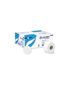 Lucart Jumbo Toilet Paper Strong TS25 / Commercial Jumbo Toilet Tissue Roll / High-Traffic Washroom Paper / 12 Rolls / White